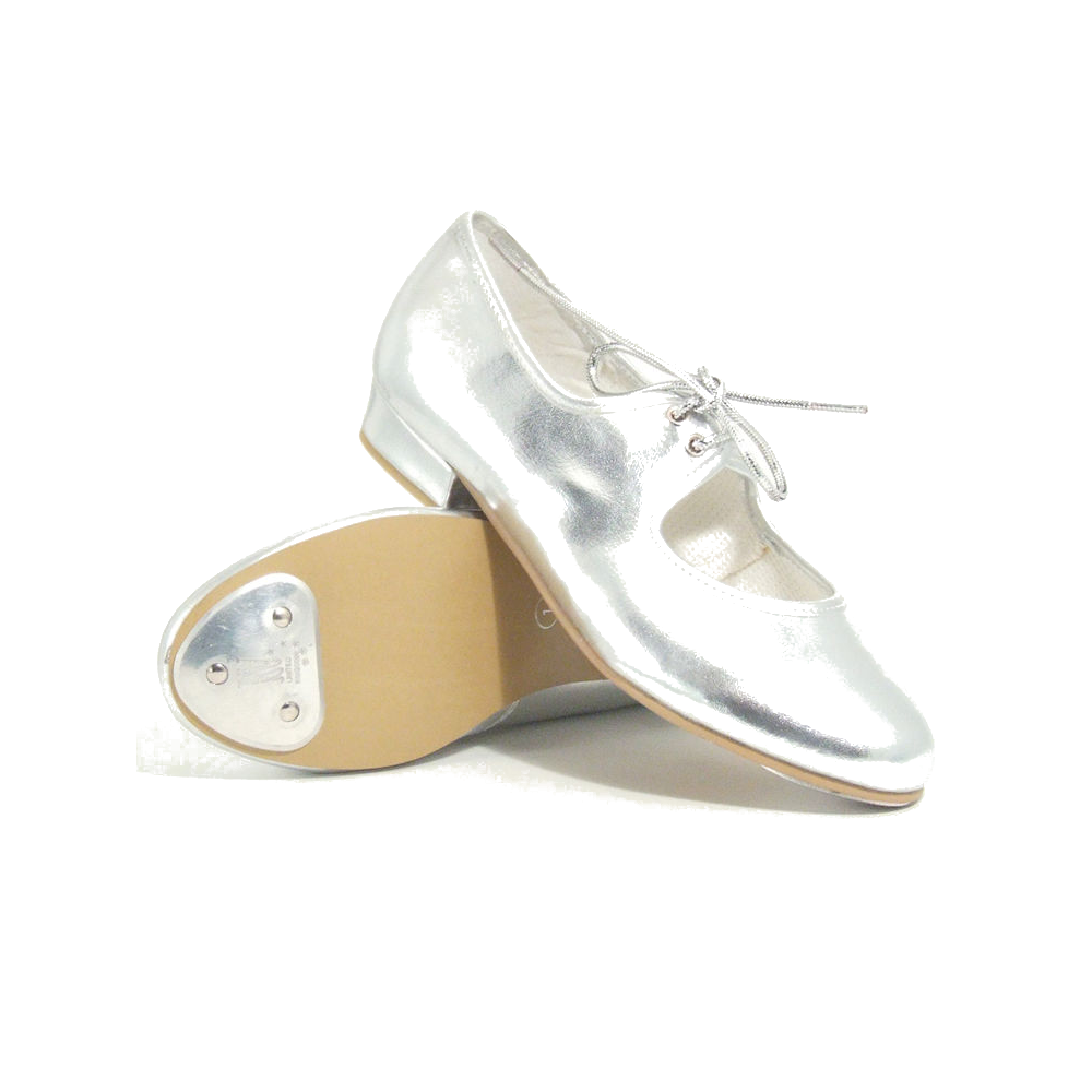 Tappers and Pointers Silver PVC Low Heel Tap Shoes